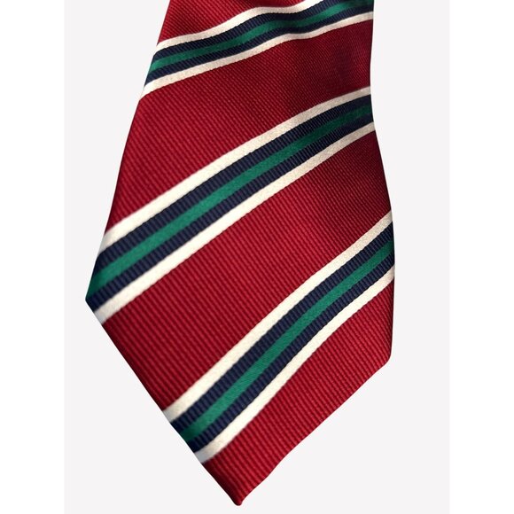 Vineyard Vines Mens Red Green Stripe Silk Tie Holiday Christmas Preppy Old Money - Picture 2 of 3